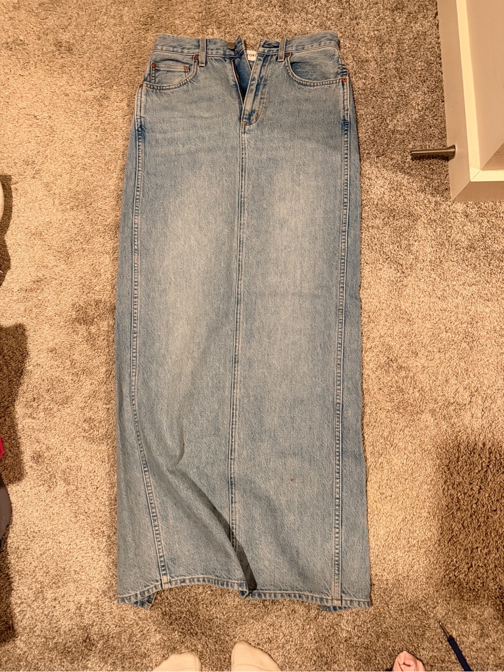 Denim Forum Light Blue Straight Denim Maxi Skirt